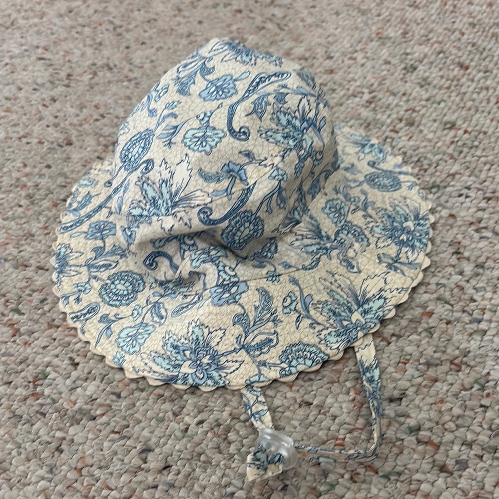 Flap Happy Blue and Cream Toile Hat